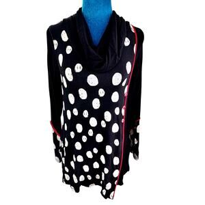 Michael Tyler Abstract Dot Stretch Cowl Neck Tunic Top XS
